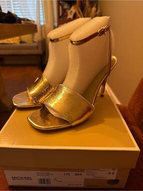 Michael Kors Metallic Gold Strappy High Heel Sandals